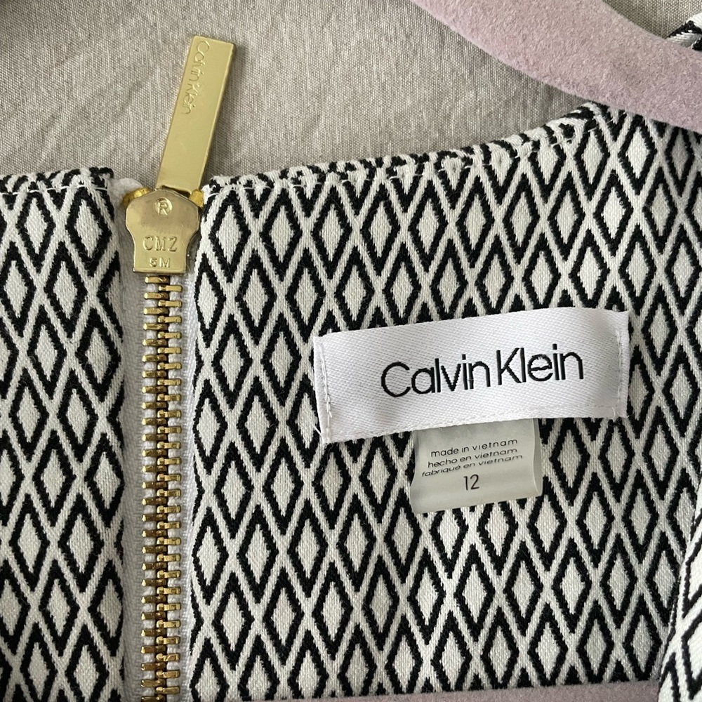 Calvin Klein Black and White Patterned Dress